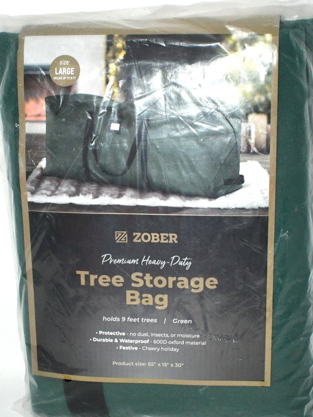 ZOBER Large Christmas Tree Storage Bag Green 600D Oxford Fabric Fits 9 Ft Trees